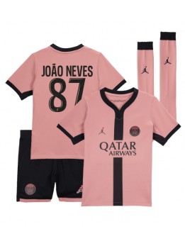 Paris Saint-Germain Joao Neves #87 Replika Tredje Kläder Barn 2024-25 Kortärmad (+ byxor)